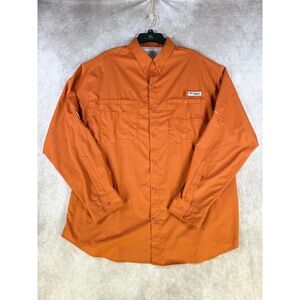 Columbia PFG Tamiami II Fishing Shirt Mens XL Orange Long Sleeve Ripstop Outdoor